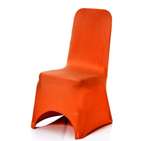Polyester Spandex Chair Cover for Wedding Decoration - Orange, Pack of 1