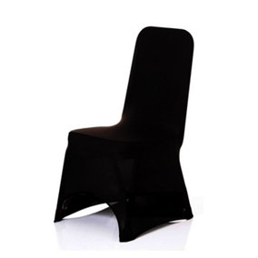 Polyester Spandex Chair Covers for Wedding Decoration - Black, Pack of 10