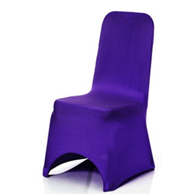Polyester Spandex Chair Covers for Wedding Decoration - Purple, Pack of 10