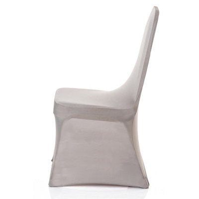 Polyester Spandex Chair Covers for Wedding Decoration - Silver, Pack of 10