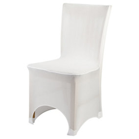 Polyester Spandex Chair Covers for Wedding Decoration - White, Pack of 10