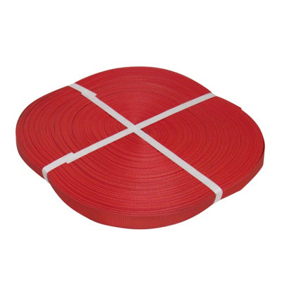 Polyester Webbing Strap Tape Roll 100M 25MM Red (Tie Down Lashing Belt)