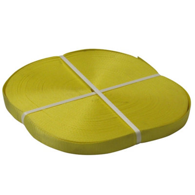 Polyester Webbing Strap Tape Roll 100M 35MM Yellow (Tie Down Lashing Belt)