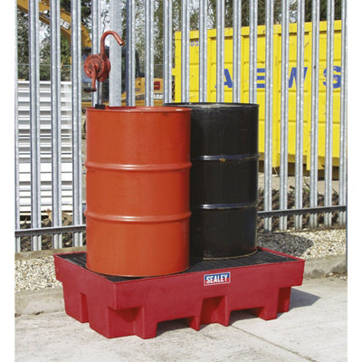 Polyethylene Barrel Bund - 1220 x 820 x 330mm - Holds 2 x 205L Drums - 240L Tray