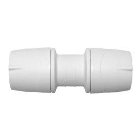 Polypipe PolyMax MAX015 15mm Straight Pushfit Coupler Connector White Single