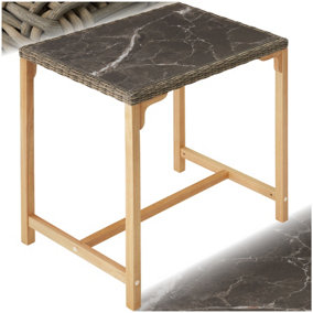 Polyrattan Garden Table Terrace Porcelain Stoneware Tabletop Dining Table UV-resistant  96 x 65 x 100 cm - nature