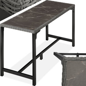 Polyrattan Garden Table Terrace Porcelain Stoneware Tabletop Dining Table UV-resistant161 x 64.5 x 99.5 cm - grey