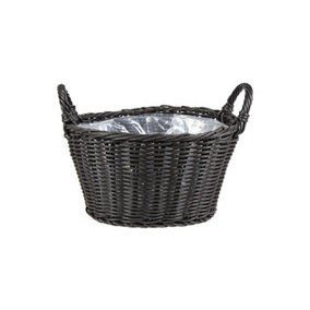 Polyrattan Lined Basket - Polyrattan - D33 x W28 x H24 cm - Willow