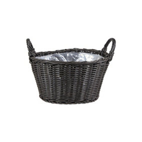 Polyrattan Lined Basket Willow H28Cm D38Cm