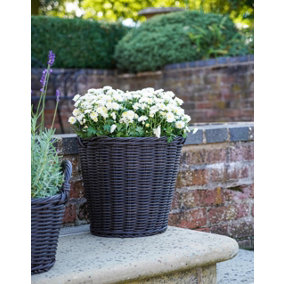 Polyrattan Willow Lined Planter H40Cm D36Cm