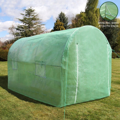 Polytunnel Greenhouse Walk In Galvanised Windows Doors Growhouse PE Cover Diameter 3 x 2m