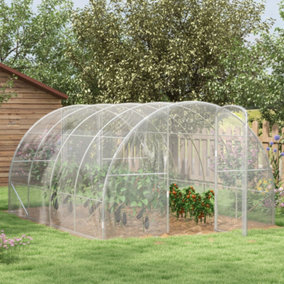 Polytunnel Greenhouse with PE Cover, Walk-in Grow House, 4 x 3 x 2m