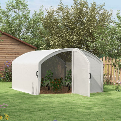 Polytunnel Greenhouse with PE Cover, Walk-in Grow House, 4x3x2m, White