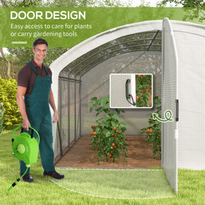 Polytunnel Greenhouse with PE Cover, Walk-in Grow House, 4x3x2m, White