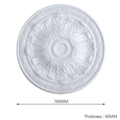 Polyurethane Ceiling Rose in White 76cm Diameter x 6.5cm Thickness