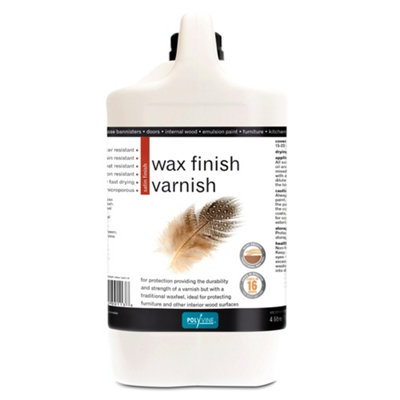 Polyvine Wax Finish Varnish Satin Clear 4L DIY at B&Q