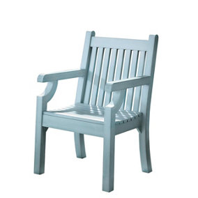 Polywood Classic Garden Armchair - Weatherproof UV-Stabilised Wood Effect Outdoor Chair Seat - H93.5 x W62.5 x D60.5cm, Blue