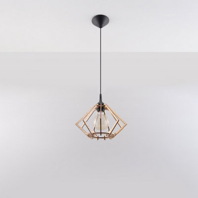 Pompelmo Wood Natural 1 Light Classic Pendant Ceiling Light