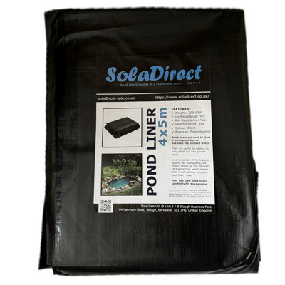 Pond Liner - 4 x 5 m / 13 x 16 ft - Perfect for Garden Ponds, Water Features, Koi & Fish Pools, Wildlife - UV and Tear Resistant