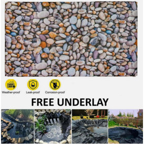 Pond liner Heavy Duty Durable 25 year warranty 3D Pebbles 280gsm - 0.5mm thick 1.5m x 10m (5'x32')