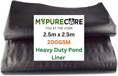 Pond Liner Various Sizes Heavy Duty HDPE Material UV & Tear Resistant Flexible for Koi & Fish Pools and  Water Gardens 2.5m x 2.5m