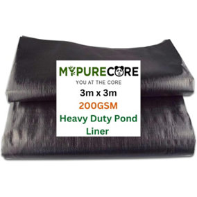 Pond Liner Various Sizes Heavy Duty HDPE Material UV & Tear Resistant Flexible for Koi & Fish Pools and  Water Gardens 3m x 3 m