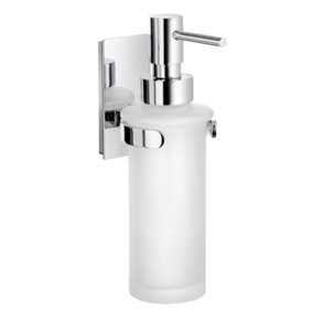POOL - Holder in Polished Chrome with Frosted Glass Soap Dispenser