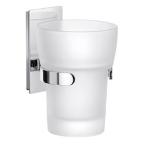 POOL - Holder in Polished Chrome with Frosted Glass Tumbler
