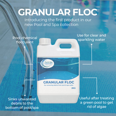 POOL&SPA ESSENTIALS - Granular Floc 2KG, Remove Debris, Swimming Pool ...