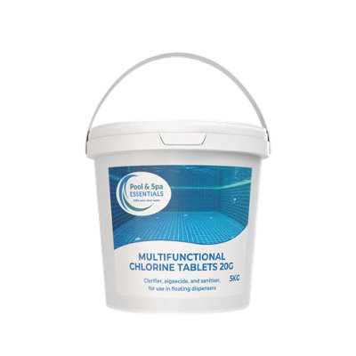 POOL&SPA ESSENTIALS Multi-functional Chlorine tablets 20g, 5KG,  Swimming Pools, Hot Tubs