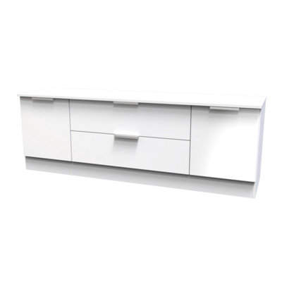 Poole 2 Door 2 Drawer Superwide TV Unit in White Gloss (Ready Assembled)