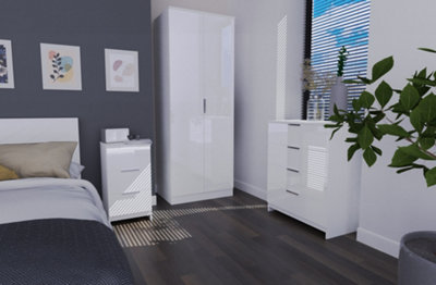 Poole 2 Door Midi Robe in White Gloss (Ready Assembled)