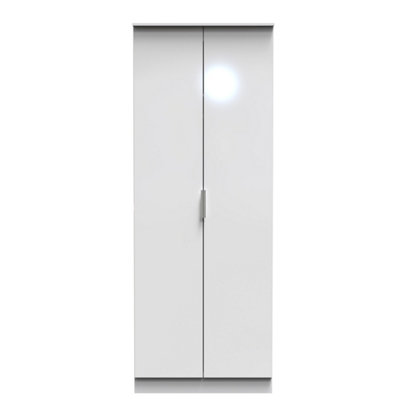 Poole 2 Door Wardrobe in White Gloss (Ready Assembled)