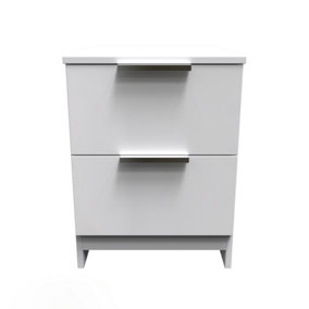 Poole 2 Drawer Bedside Cabinet in White Gloss (Ready Assembled)