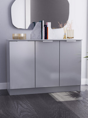 Poole 3 Door Sideboard in Uniform Grey Gloss & Dusk Grey (Ready Assembled)