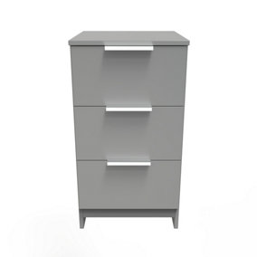 Poole 3 Drawer Bedside Cabinet in Uniform Grey Gloss & Dusk Grey (Ready Assembled)