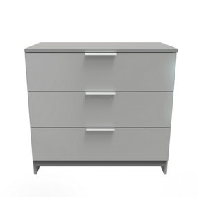 Poole 3 Drawer Chest in Uniform Grey Gloss & Dusk Grey (Ready Assembled)