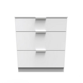 Poole 3 Drawer Deep Chest in White Gloss (Ready Assembled)