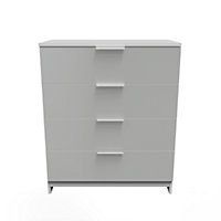 Poole 4 Drawer Chest in Uniform Grey Gloss & White (Ready Assembled)