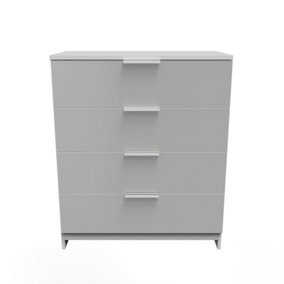 Poole 4 Drawer Chest in Uniform Grey Gloss & White (Ready Assembled)