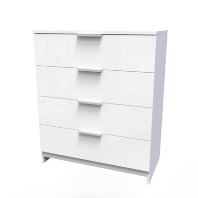 Poole 4 Drawer Chest in White Gloss (Ready Assembled)