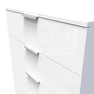 Poole 4 Drawer Chest in White Gloss (Ready Assembled)