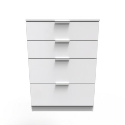 Poole 4 Drawer Deep Chest in White Gloss (Ready Assembled)