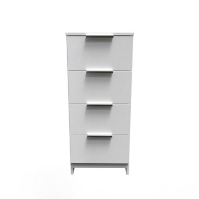Poole 4 Drawer Tallboy in White Gloss (Ready Assembled)