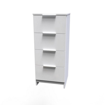 Poole 4 Drawer Tallboy in White Gloss (Ready Assembled)