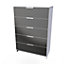 Poole 5 Drawer Chest in Black Gloss & White (Ready Assembled)
