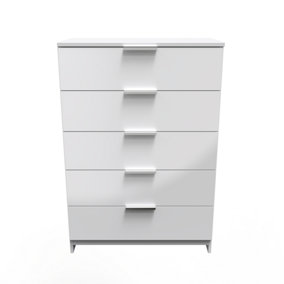 Poole 5 Drawer Chest in White Gloss (Ready Assembled)