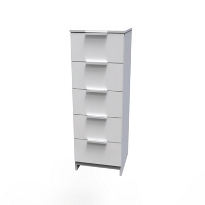 Poole 5 Drawer Tallboy in White Gloss (Ready Assembled)