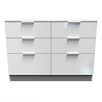 Poole 6 Drawer Wide Chest in White Gloss (Ready Assembled)