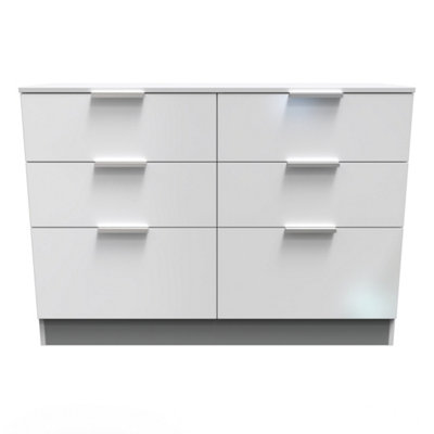 Poole 6 Drawer Wide Chest in White Gloss (Ready Assembled)